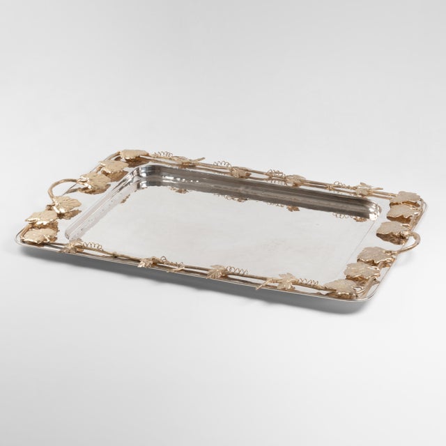Metal Silver Metal Tray, 1970s For Sale - Image 7 of 7