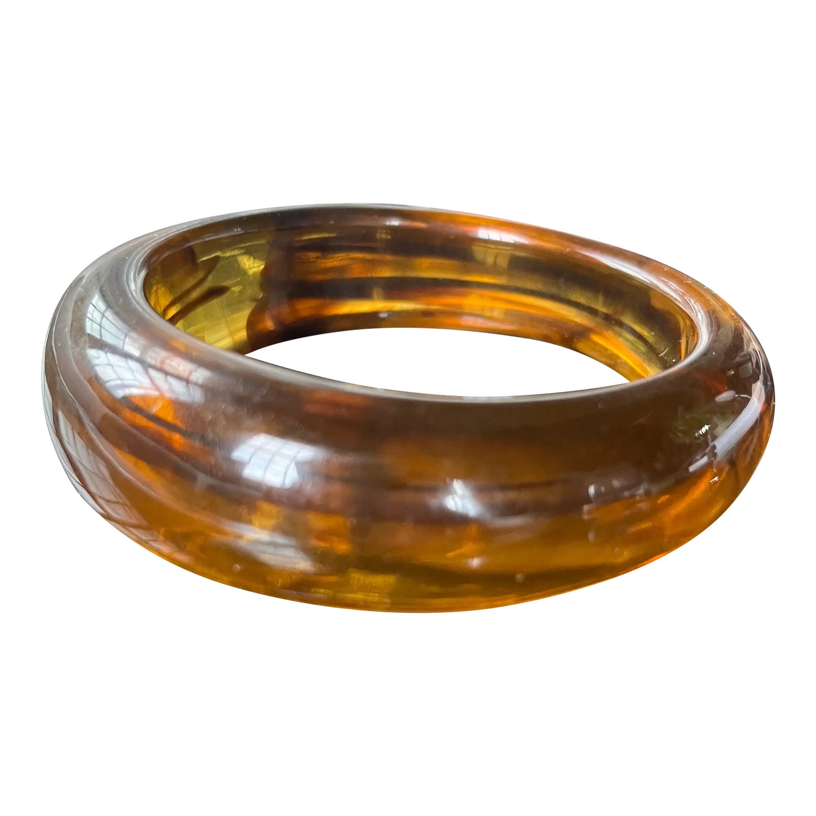 Vintage 1970s Amber Lucite Bangle Bracelet | Chairish