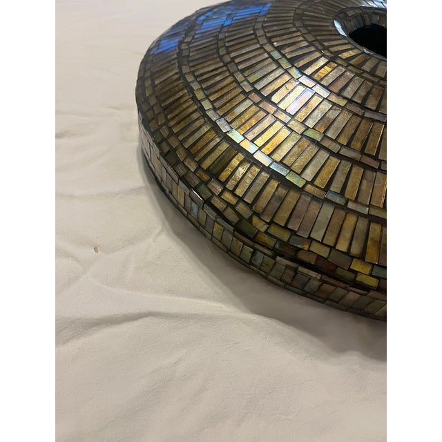 Glass Beautiful Mozaic Vessel -Vase (Tiffany Style) With Iridescent Hand Cut Pieces of Stained Glass For Sale - Image 7 of 12