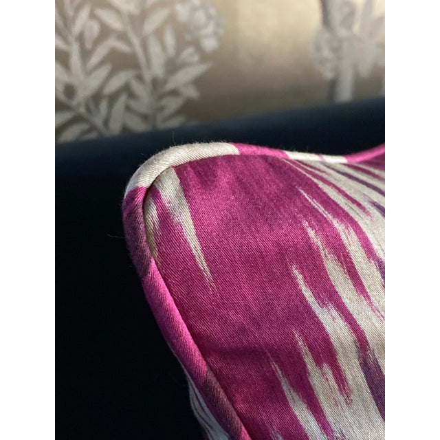 Pair of 20" Custom Pillows in Schumacher Bukhara Ikat Fuchsia, Pattern 176082 For Sale - Image 12 of 18