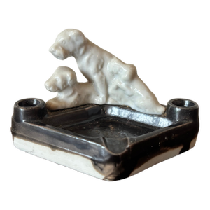 Vintage White and Black Dog Ashtray