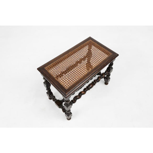 French Wooden Stool with Rattan Top, 1880s For Sale - Image 5 of 13
