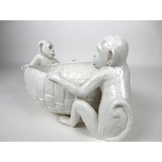 San Marco of Italy White Ceramic Monkey Fruit Bowl For Sale - Image 4 of 7