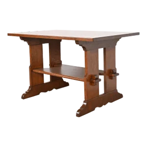 Gustav Stickley Mission Oak Arts & Crafts Trestle Library Table or Writing Desk, Newly Restored