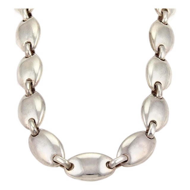 Mid 20th Century Tiffany & Co. Sterling Silver Pebbles Oval Link Necklace For Sale