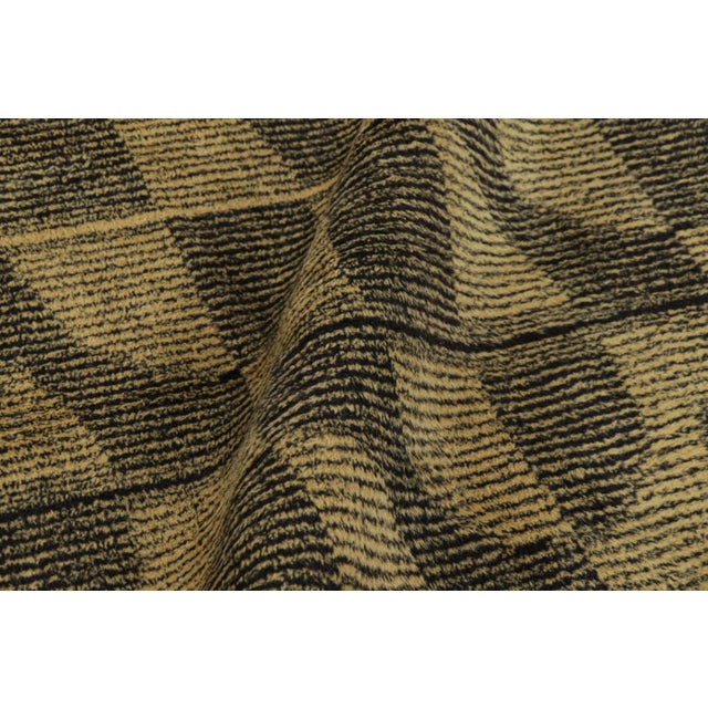 Vintage Zeki Müren Rug With Black and Light Gold Geometric Pattern | Rug & Kilim For Sale In New York - Image 6 of 7