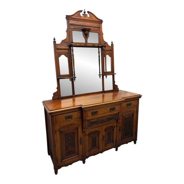 Antique Sideboard / Buffet With Mirror - Spanish or Victorian For Sale