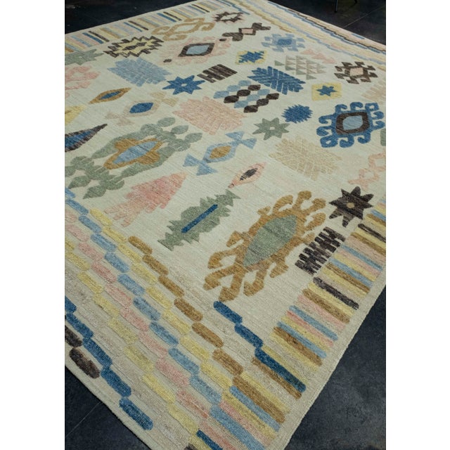 Turkish Turkish Kilim Oriental Handmade Flatweave 9'3" x 12'6" #18584 For Sale - Image 3 of 8