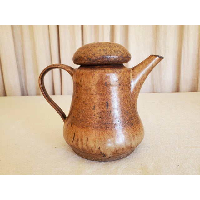 Mid 20th Century Studio Pottery Brown Ceramic Tea Pot For Sale - Image 9 of 9