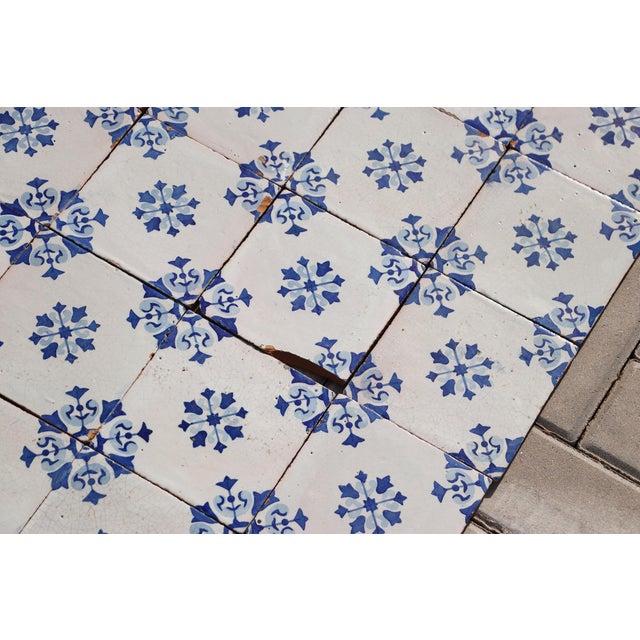 19th Century Floral Blue & White Set of Sixty Portuguese Tiles For Sale - Image 11 of 18