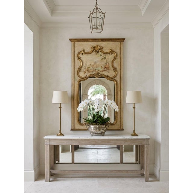 Vintage French Neoclassical Style Trumeau Mirror With Hand-Painted Pastoral Scene For Sale In West Palm - Image 6 of 9
