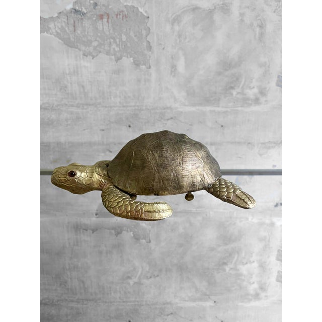 Metal Large Brass Turtle, 1970s For Sale - Image 7 of 7