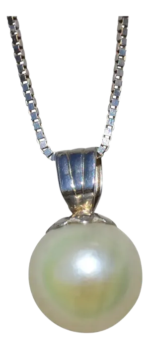 Ladies Natural Pearl Necklace in 14K White Gold