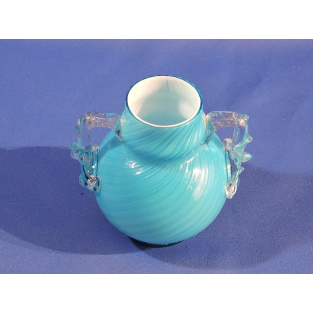 Circa 1874 Mt. Washington Glass Works Antique Victorian Venetian Style Double Handled Vase For Sale - Image 10 of 11