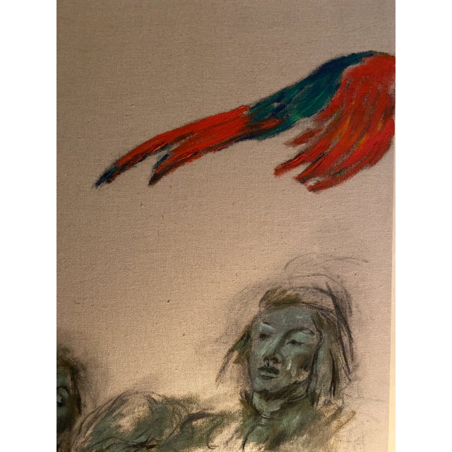 1989 "Death Knoll Over a Green Forest" Expressionist Figurative Oil Painting by Baron Brandenbur For Sale - Image 4 of 8