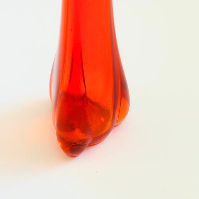 Persimmon MCM Viking Epic Persimmon Orange Swung Glass Vase For Sale - Image 8 of 11