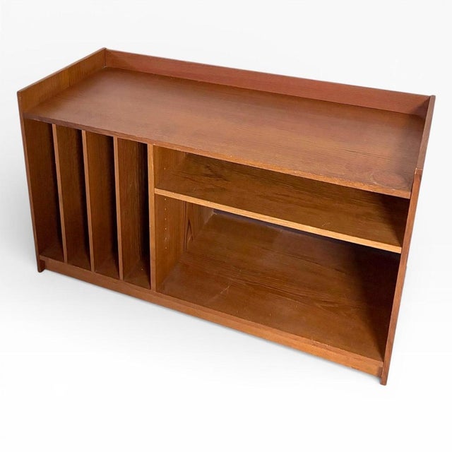 Mid-Century Danish Teak Media Cabinet with Vinyl Storage and Open Shelving For Sale - Image 10 of 10