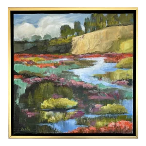 Contemporary Impressionistic Landscape Painting "Mesa Stream" by Karen Zazon