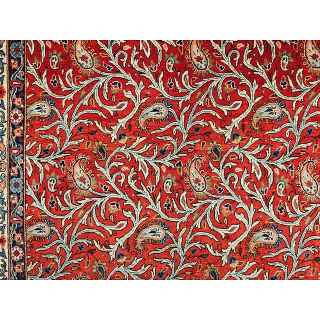 Vintage Persian Qum Area Rug, Handwoven Allover Paisleys Pattern, Red & Ivory, 5’ X 7’ For Sale - Image 10 of 18