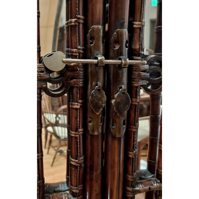 Late Qing Dynasty Tall Bamboo Open-Fretwork Display Cabinet For Sale - Image 11 of 12