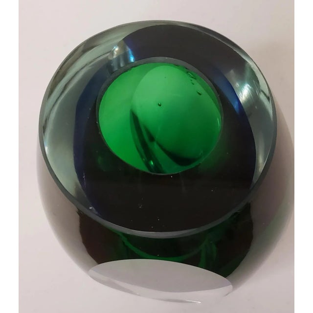 Vintage Kosta Boda Fifth Avenue Heavy Lead Crystal Vase Green Blue