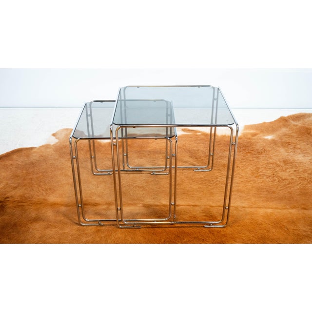 1970s 1970s Mid Century Chrome Nesting Tables, Set of 2 For Sale - Image 5 of 16
