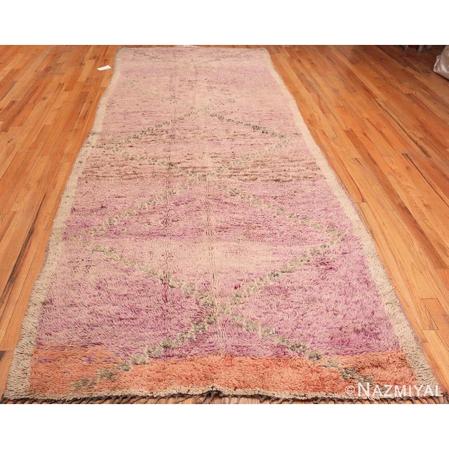Beautiful Vintage Geometric Lilac Moroccan Rug, Country Of Origin: Morocco, Circa Date: Mid 20th Century