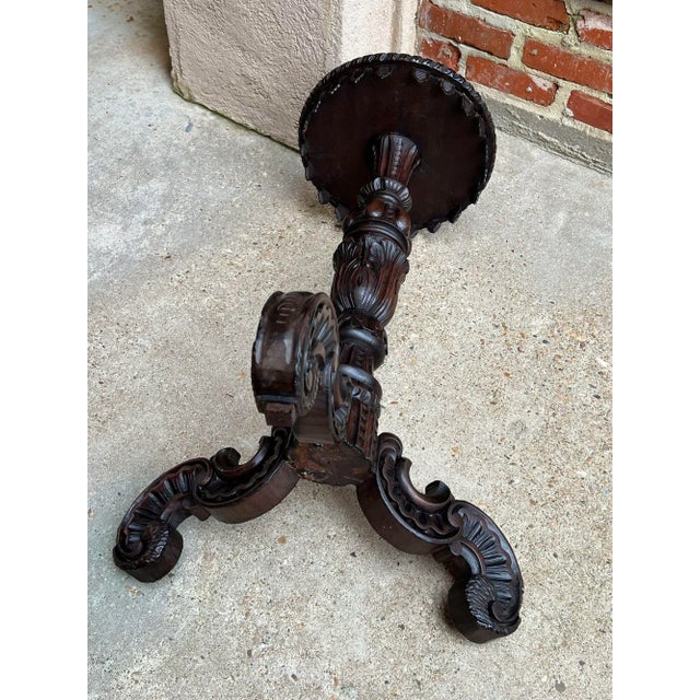 Antique English Carved Display Pedestal Stand Jardiniere Plant Bronze Table For Sale - Image 12 of 13