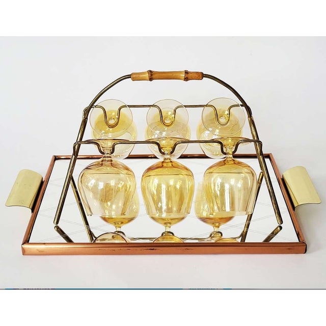 Mid-Century Modern Bamboo and Brass Cognac Glass Rack, 1950s For Sale - Image 4 of 5