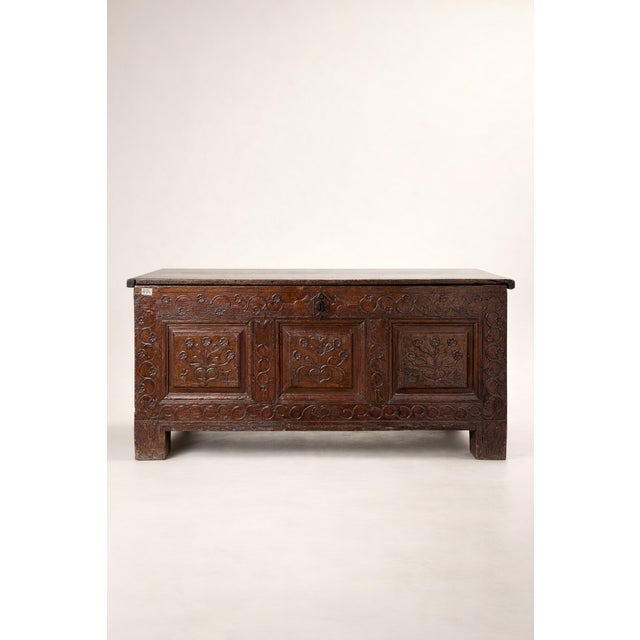 Antique Oak Wooden Chest For Sale - Image 5 of 5