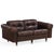 Swiss modern leather loveseat, circa 1970s, in the style of De Sede. Features rich brown leather upholstery with a tufted...