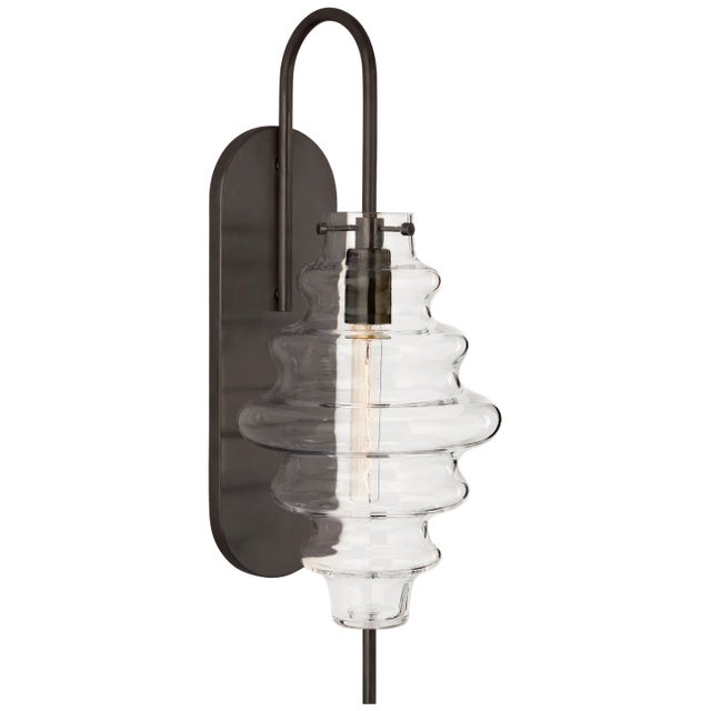 Kelly Wearstler for Visual Comfort Signature Tableau Large Sconce in Bronze with Clear Glass For Sale