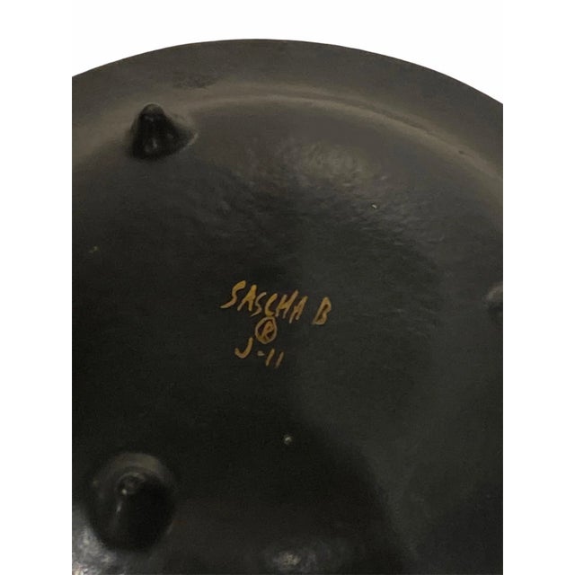 Metal Mid Century Gold Sascha Brastoff Ceramic Plate Bowl For Sale - Image 7 of 9