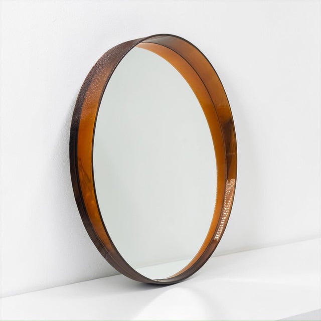 French Space Age Amber Wall Mirror in Sculptural Plastic, 1970s For Sale - Image 8 of 11