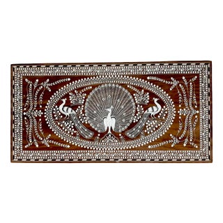 Indian Rosewood Peacock Inlaid Coffee Table with Floral Decoration For Sale