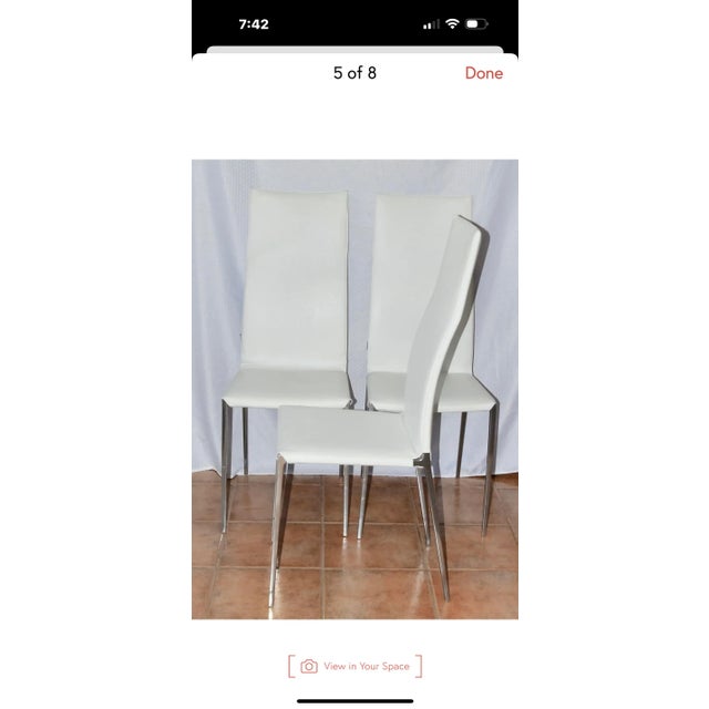 White 1960s Zanotta Lealta High Back Chairs by Roberto Barbieri Set of 3 For Sale - Image 8 of 8