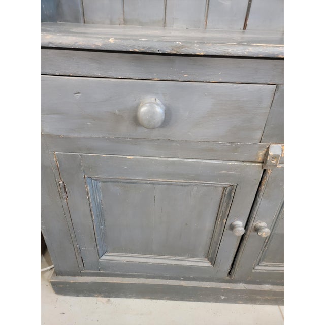 Antique Rustic One Piece Pine Dresser From Southern England in a Wonderful Grey/Blue Color - Circa 1890 For Sale - Image 6 of 17