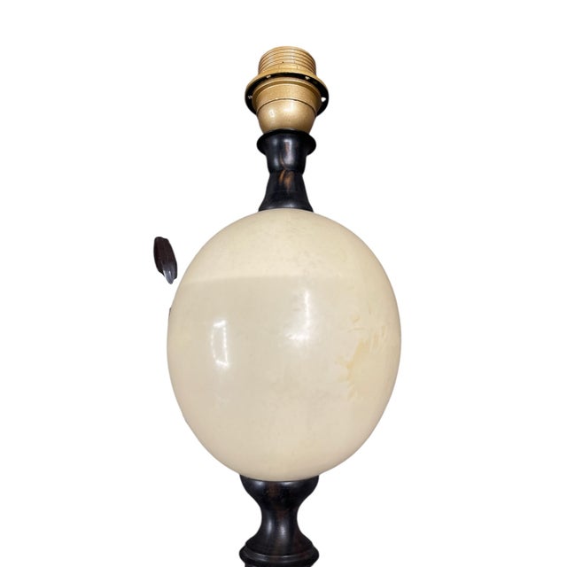Maison Jansen Vintage Exotic Wood and Ostrich Egg Lamps from Maison Jansen, 1950s, Set of 2 For Sale - Image 4 of 11