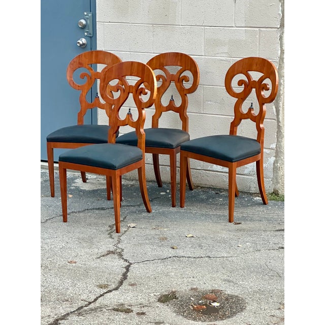 Pair of Vintage Biedermeier Style Walnut Chairs, Italy Circa 1950. For Sale - Image 11 of 11