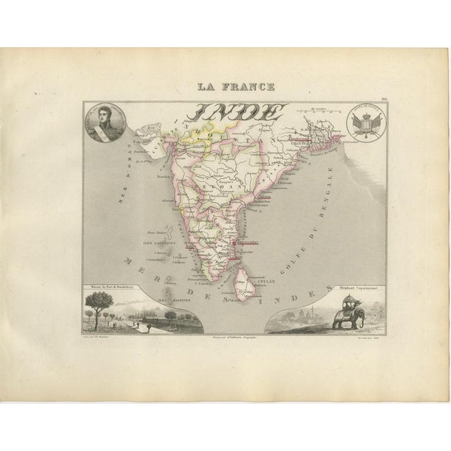 Antique Map of French India, Pondichery and Chandernagor, 1860 For Sale - Image 3 of 12
