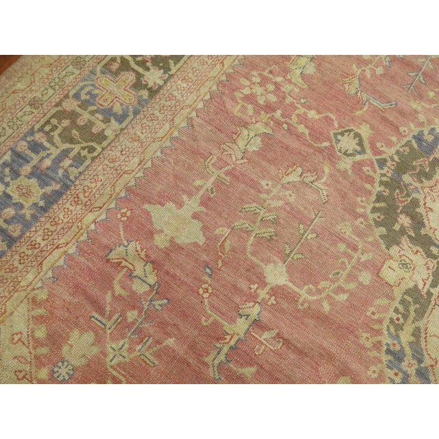 Soft Rose Pink Antique Oushak Rug - 11'5" x 15'7" For Sale - Image 10 of 14