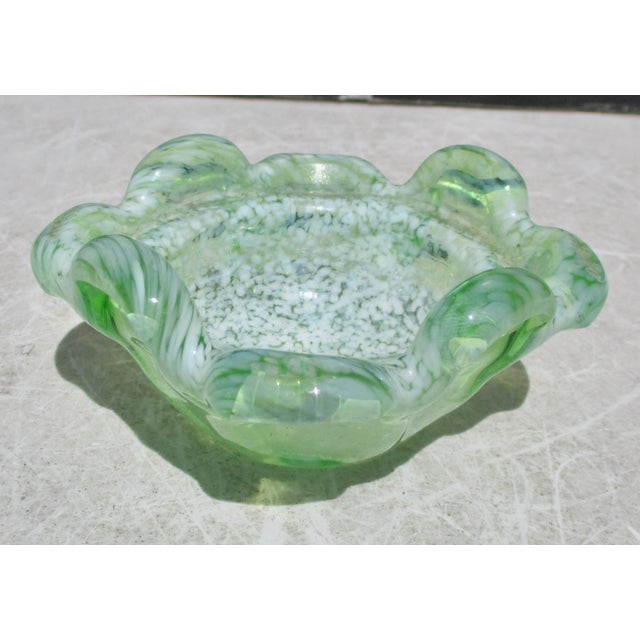 Murano Murano Green Speckled Bowl For Sale - Image 4 of 6