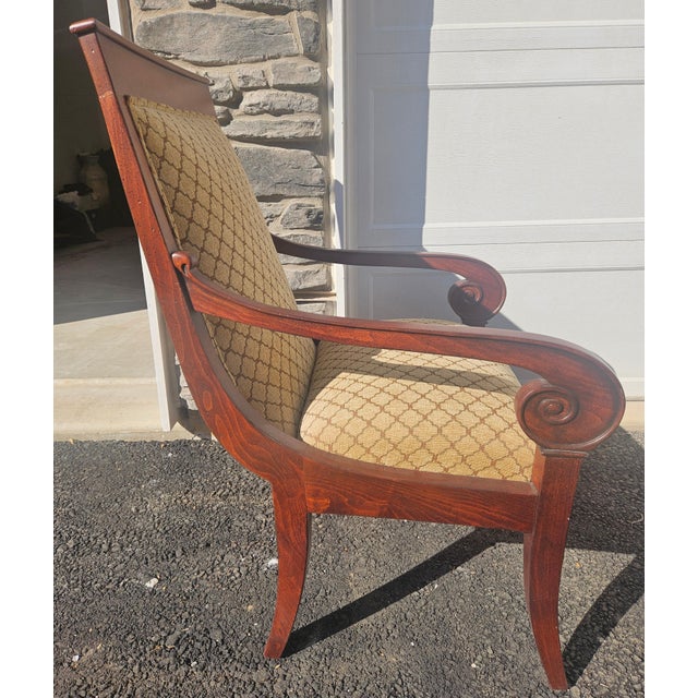 1990s Ethan Allen French Scrolled Arm Living Room Armchair Regency For Sale In Philadelphia - Image 6 of 11