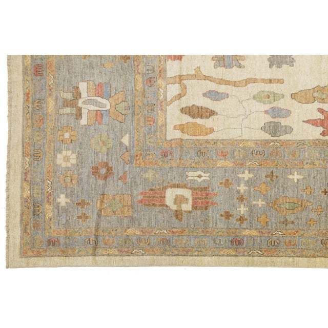 2020s Modern Oushak Style Hand-Knotted Wool Rug – Transitional Neutrals & Earth Tones For Sale - Image 5 of 10