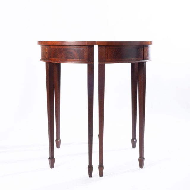 Mid 20th Century Pair Hekman Demi Lune Tables For Sale - Image 6 of 18