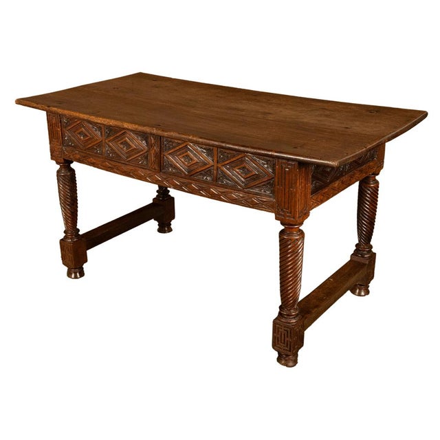 Antique 17th Century Baroque Carved Walnut Spanish Table Desk Navarre 1650 For Sale - Image 13 of 18