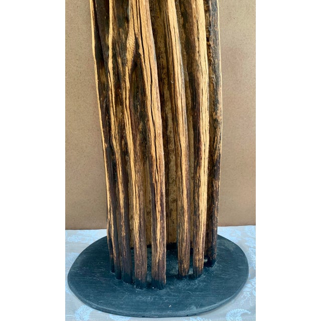 Kenzi Shiokava Late 20th Century Large 47" Signed Hand-Carved Wood Organic Brutalist Totemic Sculpture For Sale In Los Angeles - Image 6 of 12