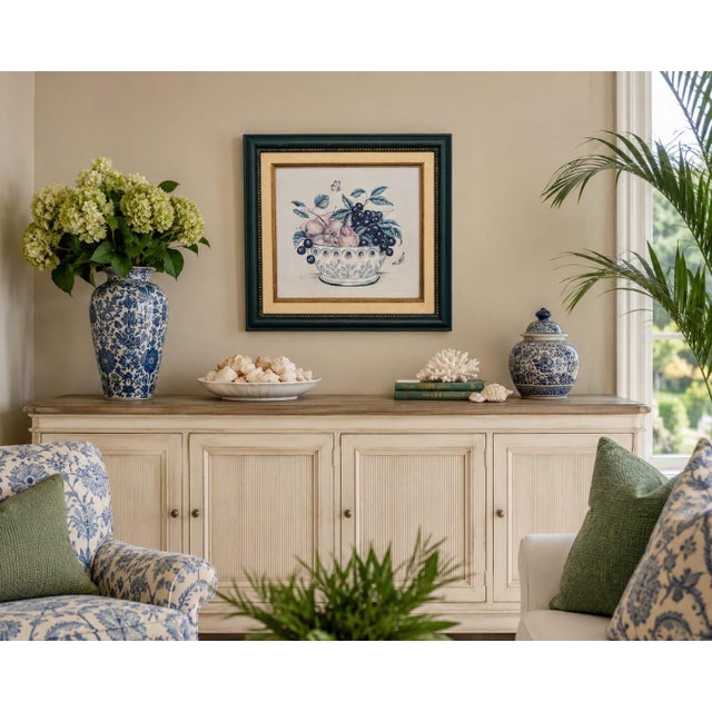Vintage Framed Fruit Still Life Print by Patsy Craven - Botanical Bowl of Pears & Cherries For Sale - Image 12 of 12