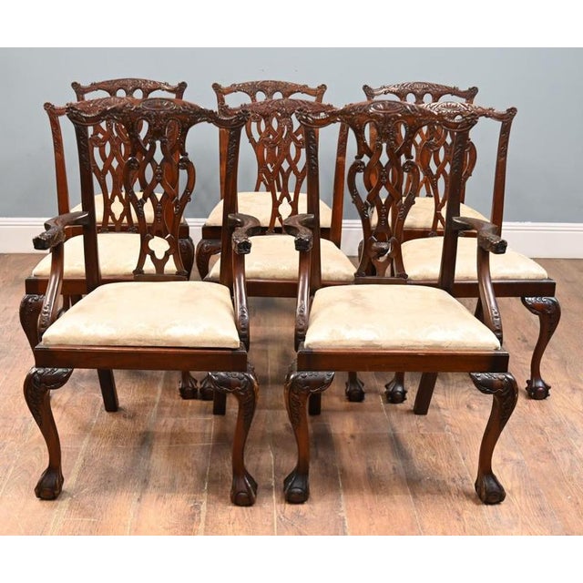 1920s Vintage Chippendale Dining Chairs in Revival Mahogany, 1920s, Set of 8 For Sale - Image 5 of 5