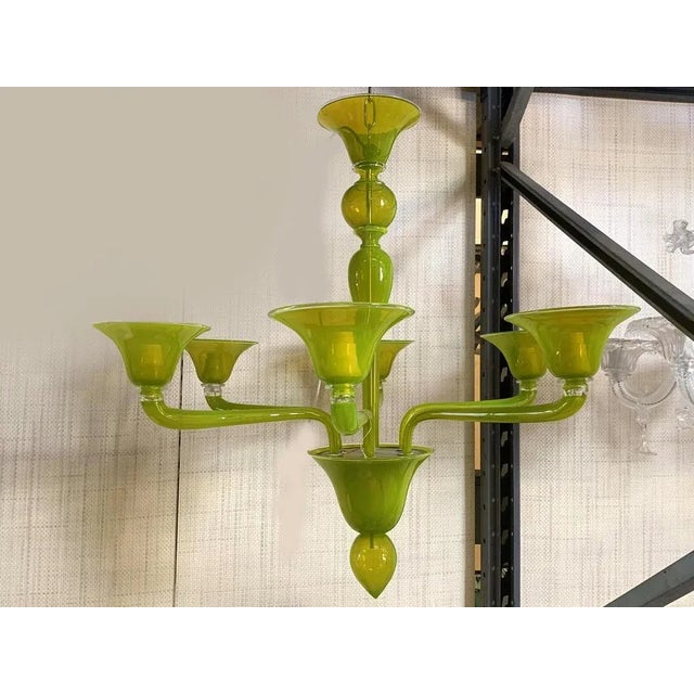 Translucent Apple-Green Murano Style Glass Chandelier from Simoeng For Sale - Image 10 of 11